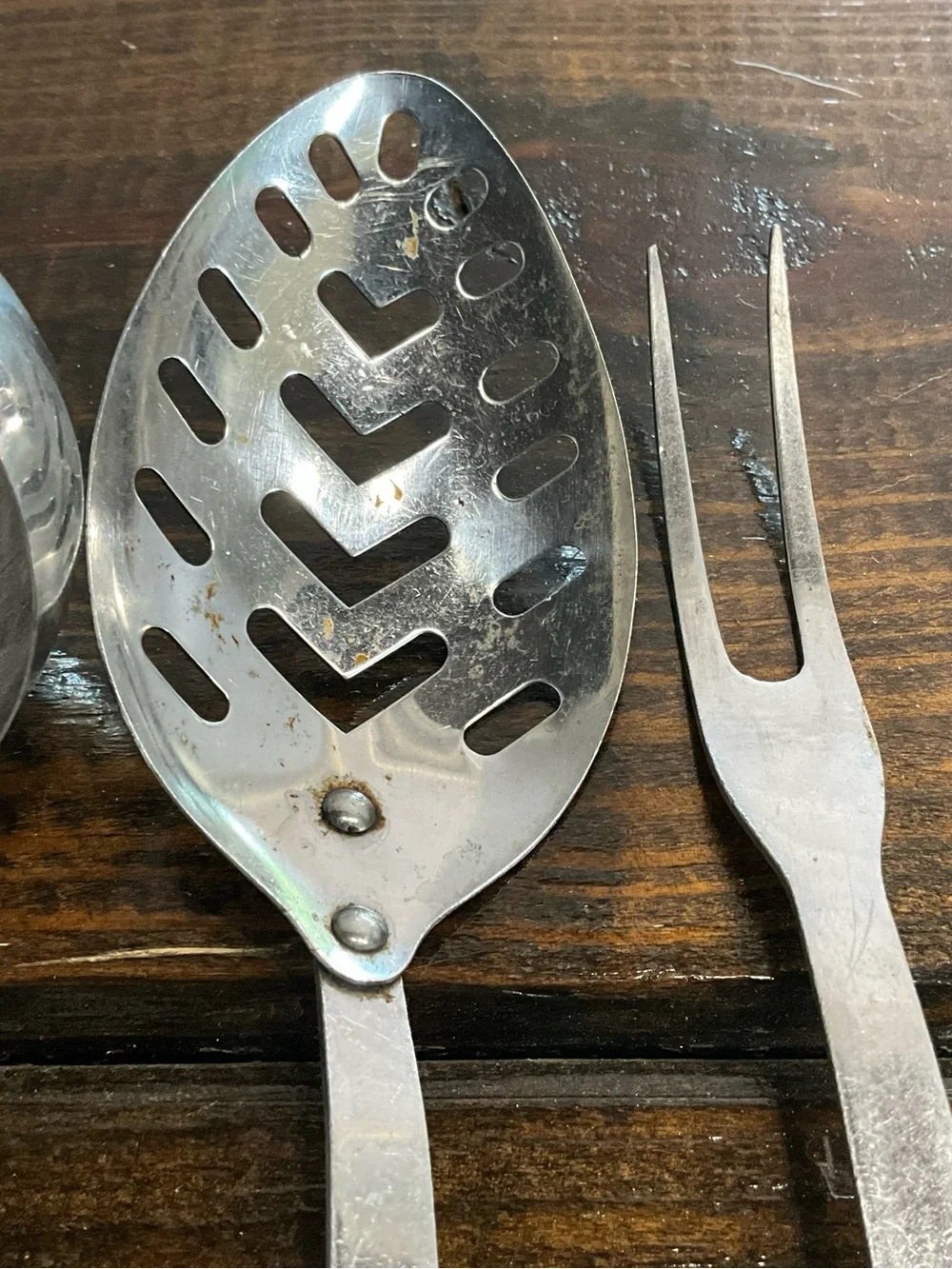 Vintage Lot of 3 Ashton Serving Utensils Stainless Steel Wheat Pattern Handle